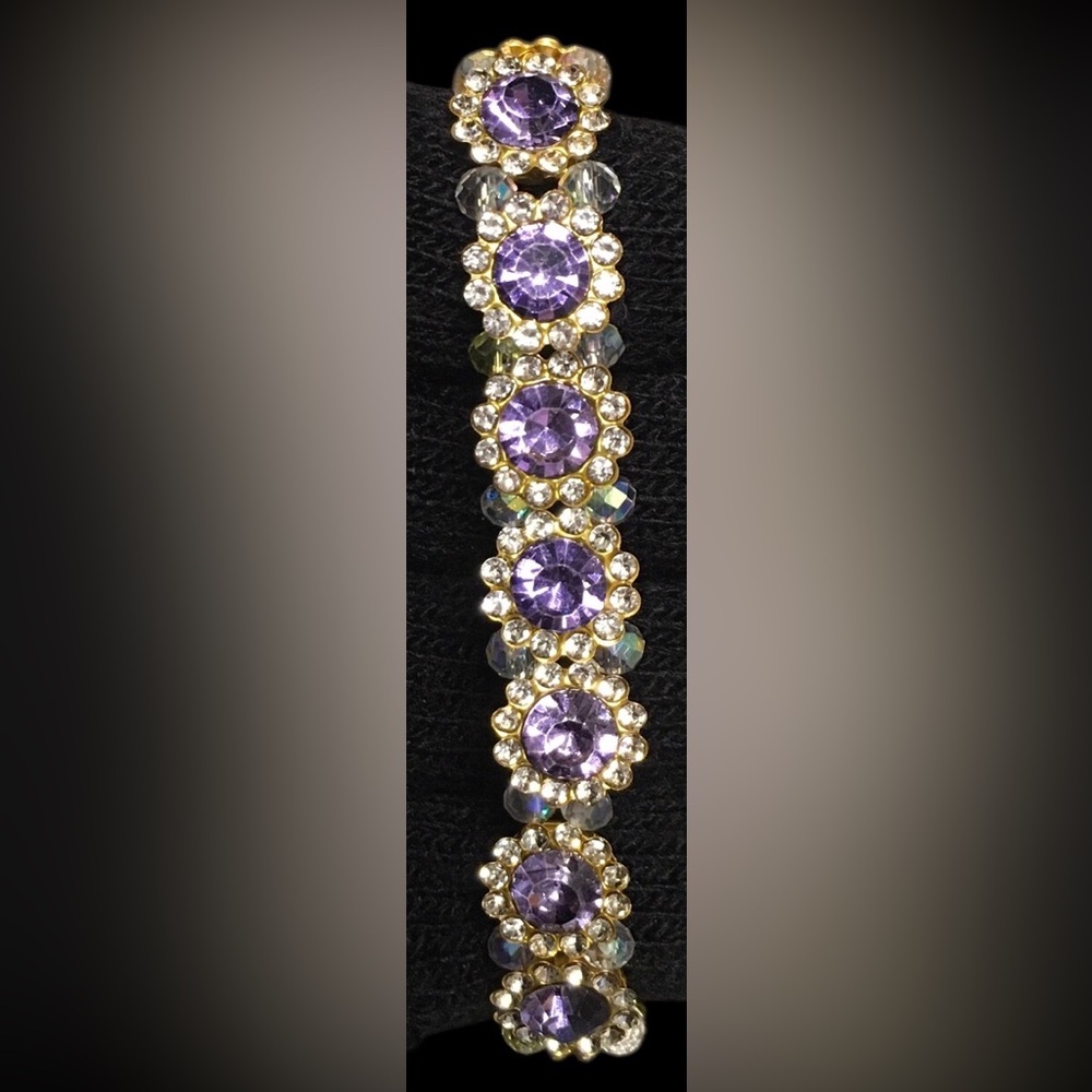 Purple Rhinestone Stretchy Bracelet 💜